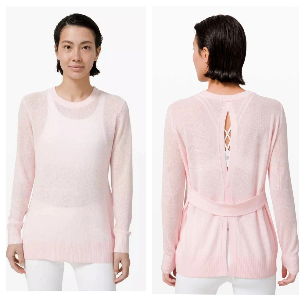 LULULEMON Sincerely Yours Sweater In Pink Glow Cashmere Blend Open Back